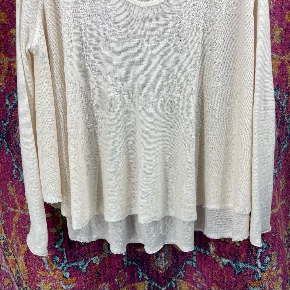 FREE PEOPLE Linen Knitted Scoop VNeck Long Sleeve Flowy Lightweight Tunic Top - Picture 4 of 8